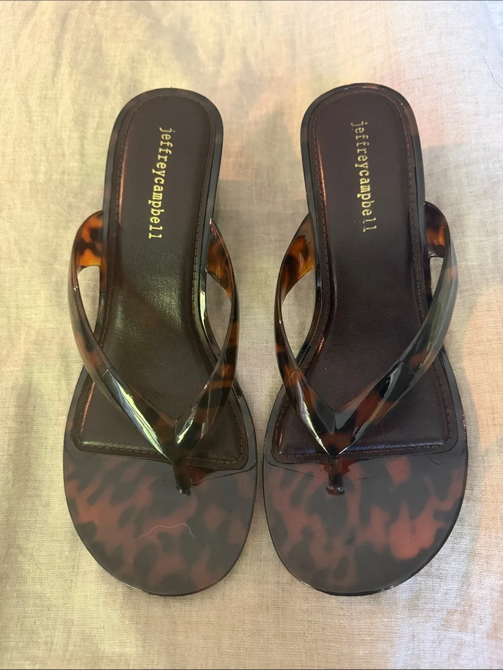 Jeffrey Campbell Tortoiseshell Jelly Flip Flop Wedges. Never worn!